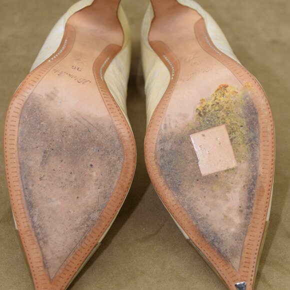 EUC Louis Vuitton Merry-Go-Round Heels Pumps 36 M Cream Alligator 6 M Metal Toe - Picture 3 of 15